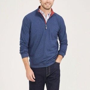 J McLAUGHLIN 1/4 Zip Pullover Tate Sweater Men’s Size Medium Blue Red Knit